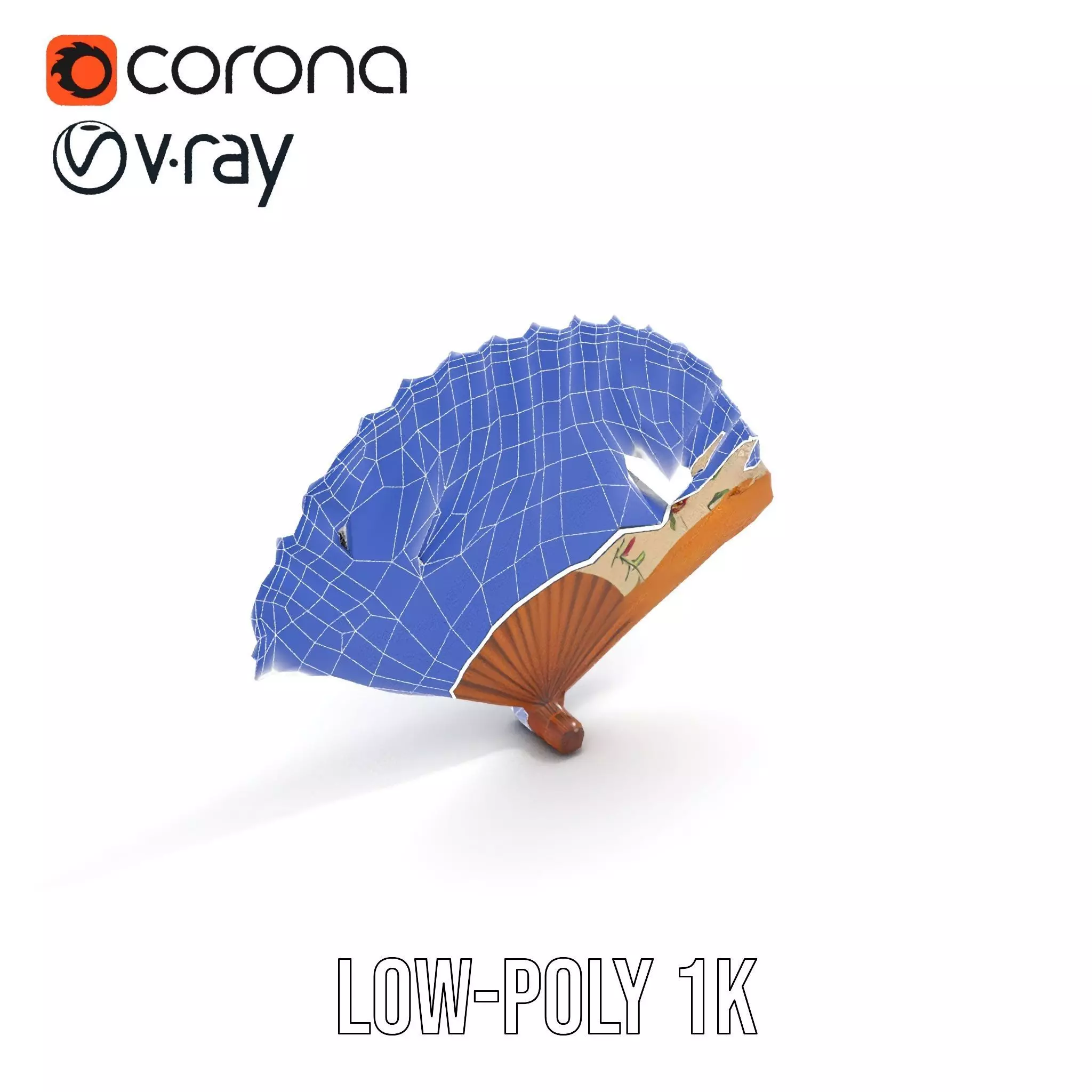 Floral Lace Fan model pack Low-poly 3D model_28