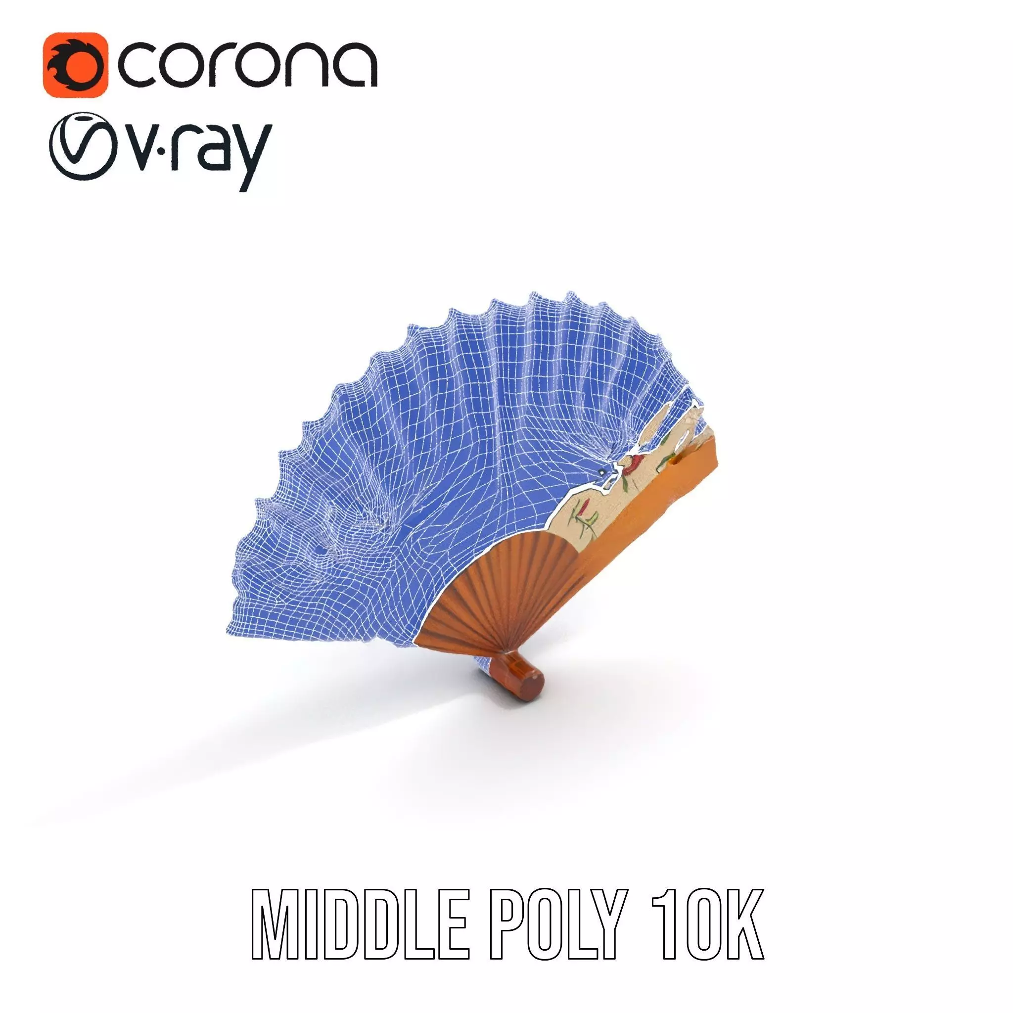 Floral Lace Fan model pack Low-poly 3D model_18