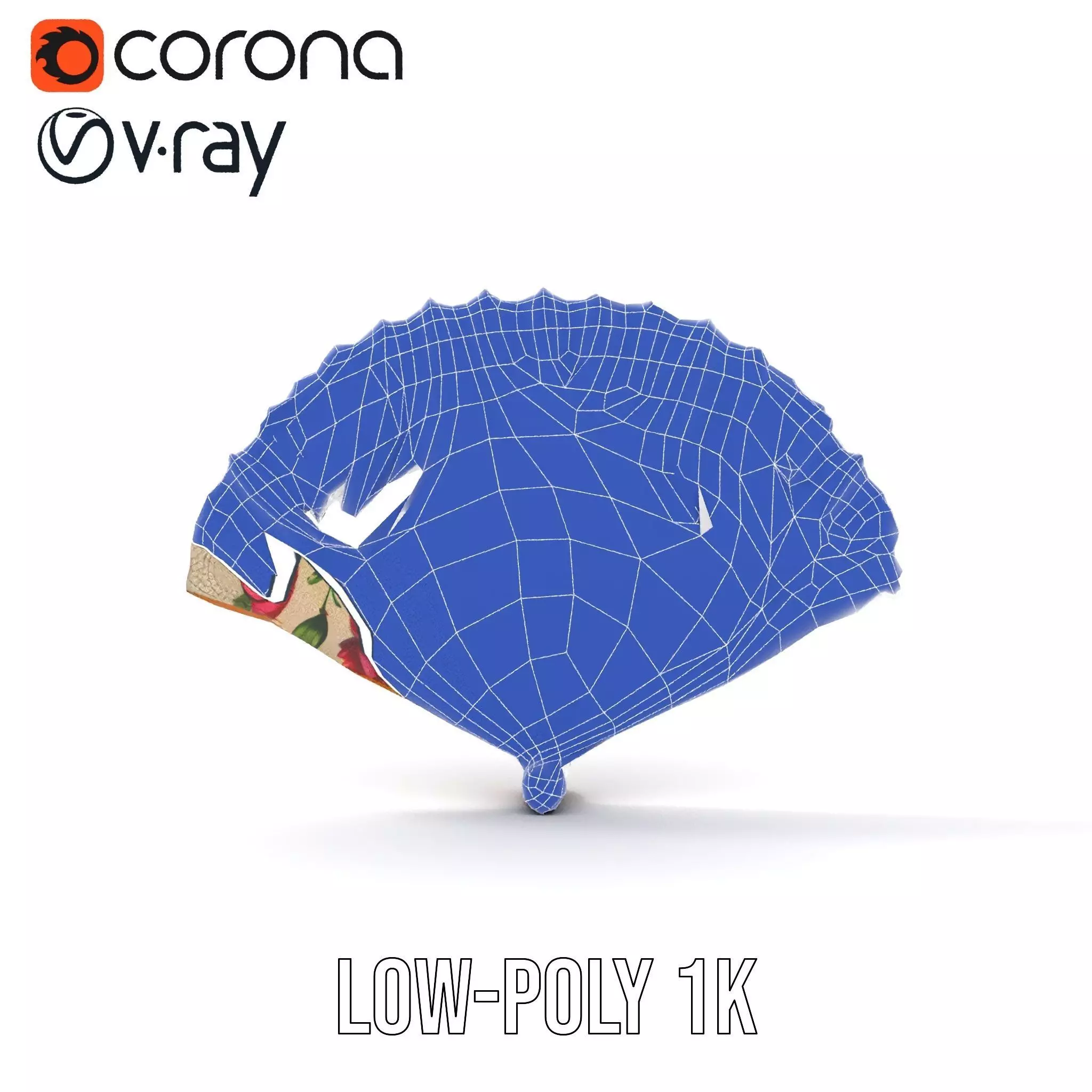 Floral Lace Fan model pack Low-poly 3D model_22