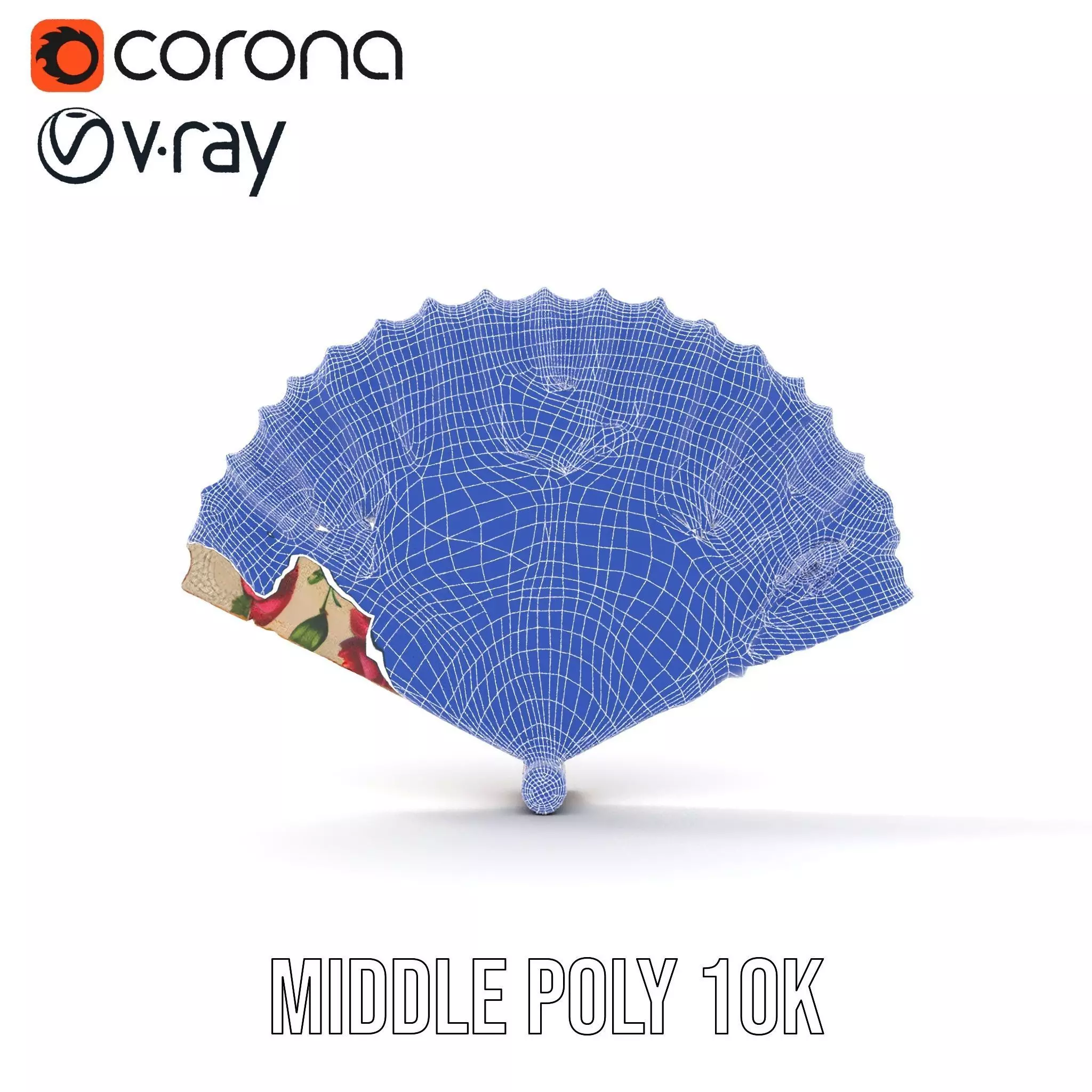Floral Lace Fan model pack Low-poly 3D model_27