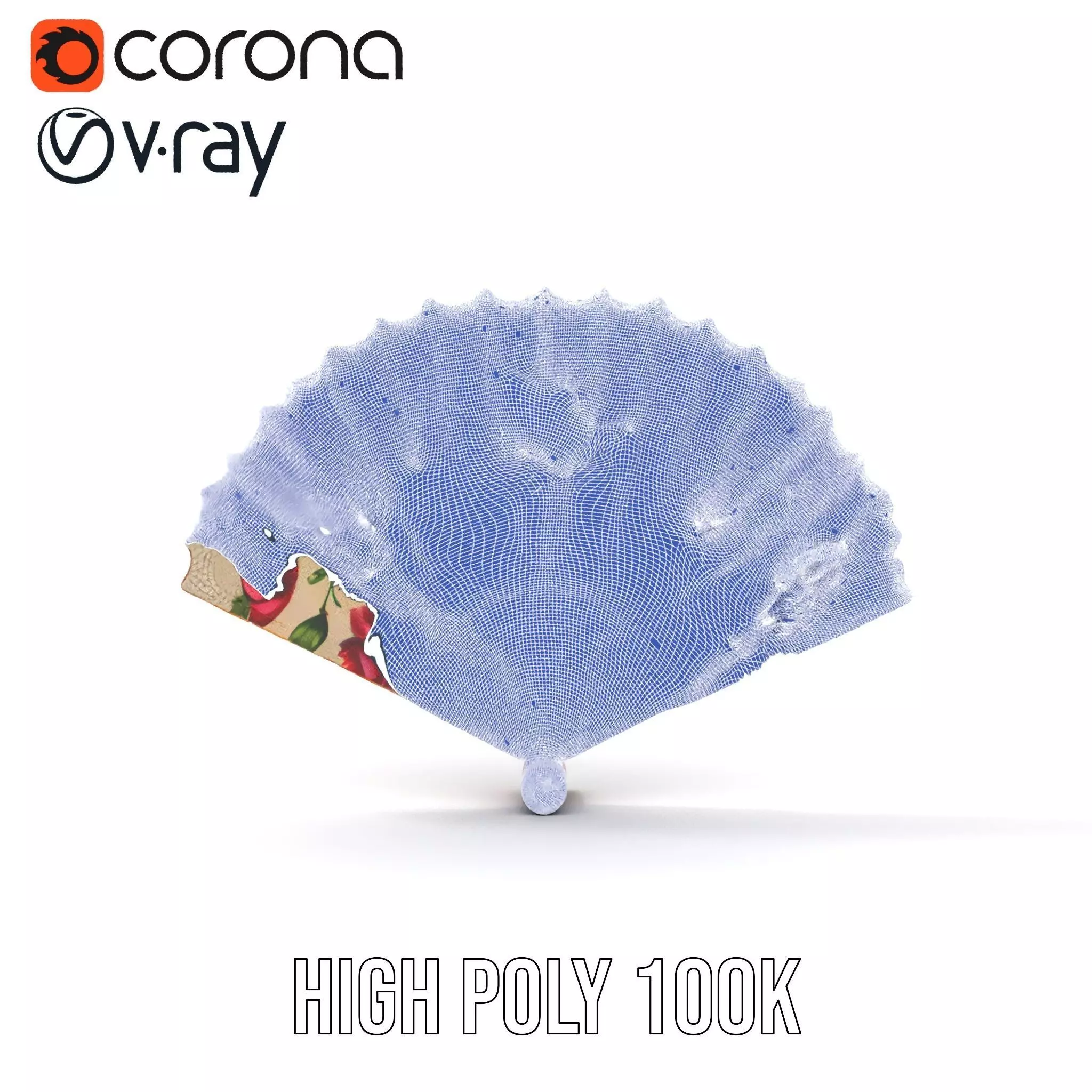 Floral Lace Fan model pack Low-poly 3D model_32
