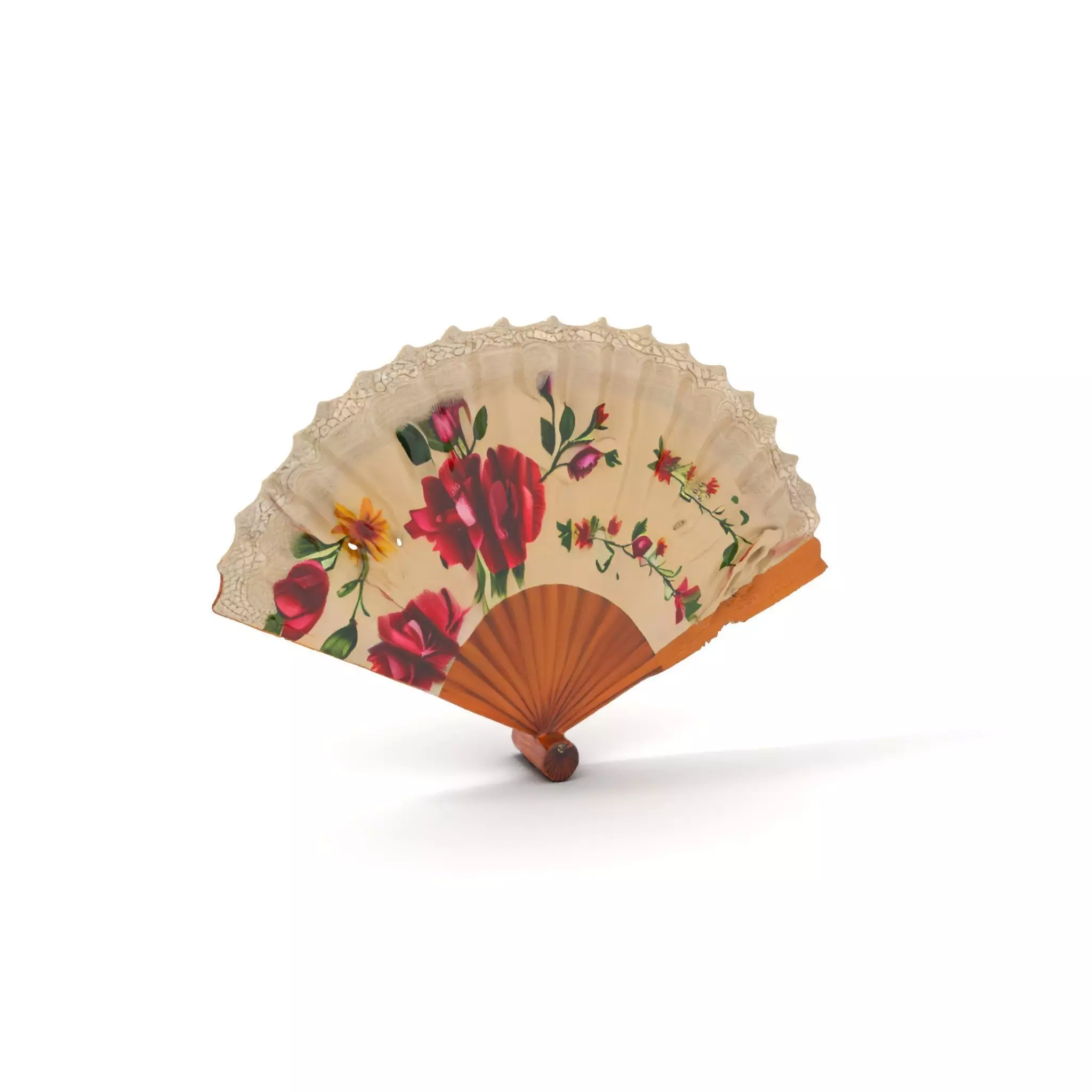 Floral Lace Fan model pack Low-poly 3D model_0