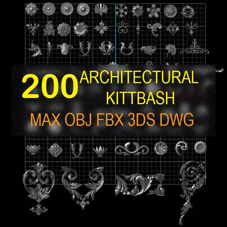 200 architectural ornament KITBASH  3D model_0