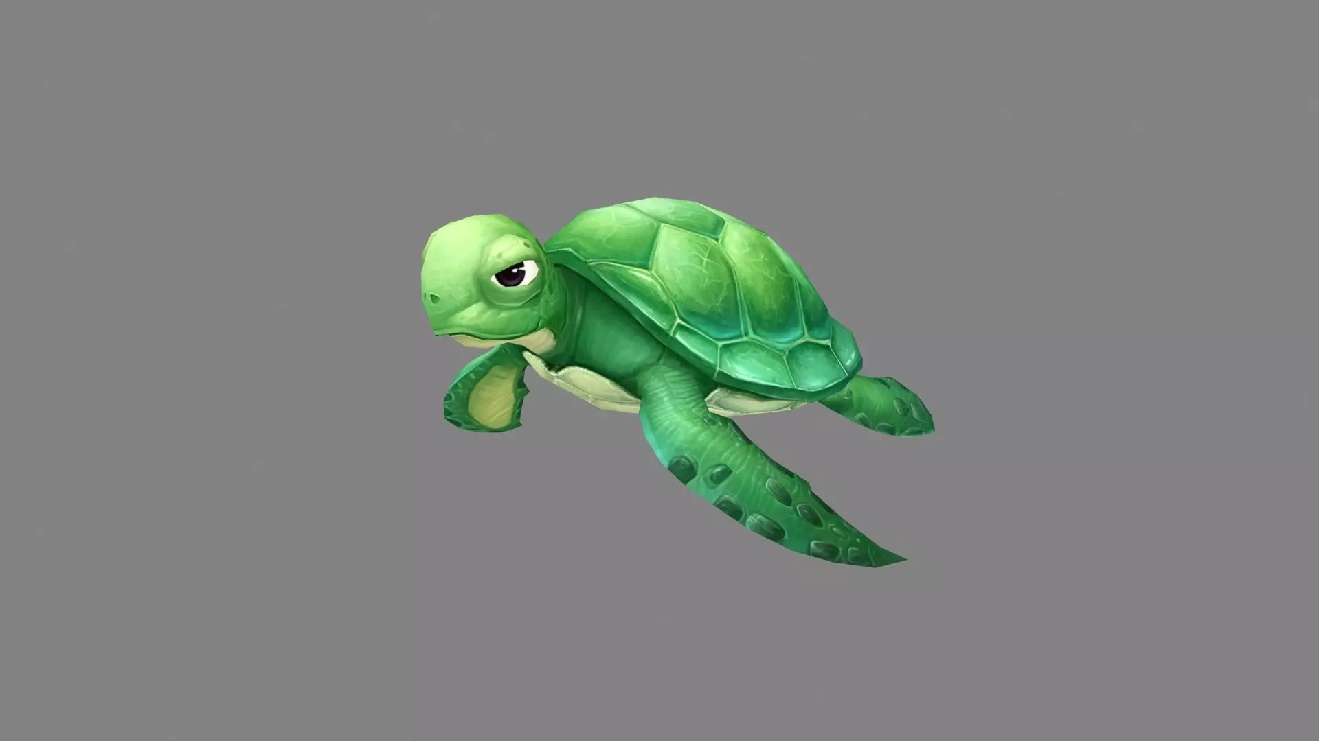 Cartoon Green Turtle Low-poly 3D model_0