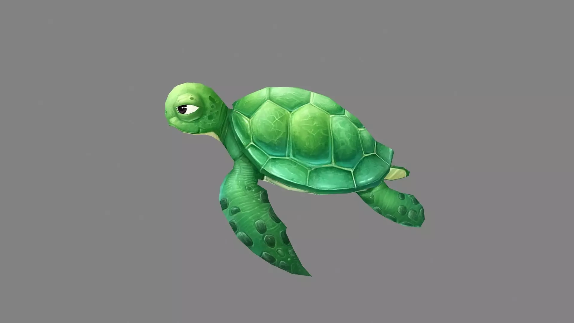 Cartoon Green Turtle Low-poly 3D model_1
