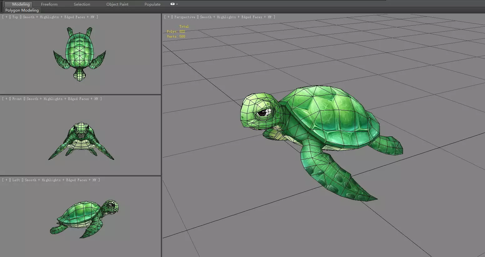 Cartoon Green Turtle Low-poly 3D model_5