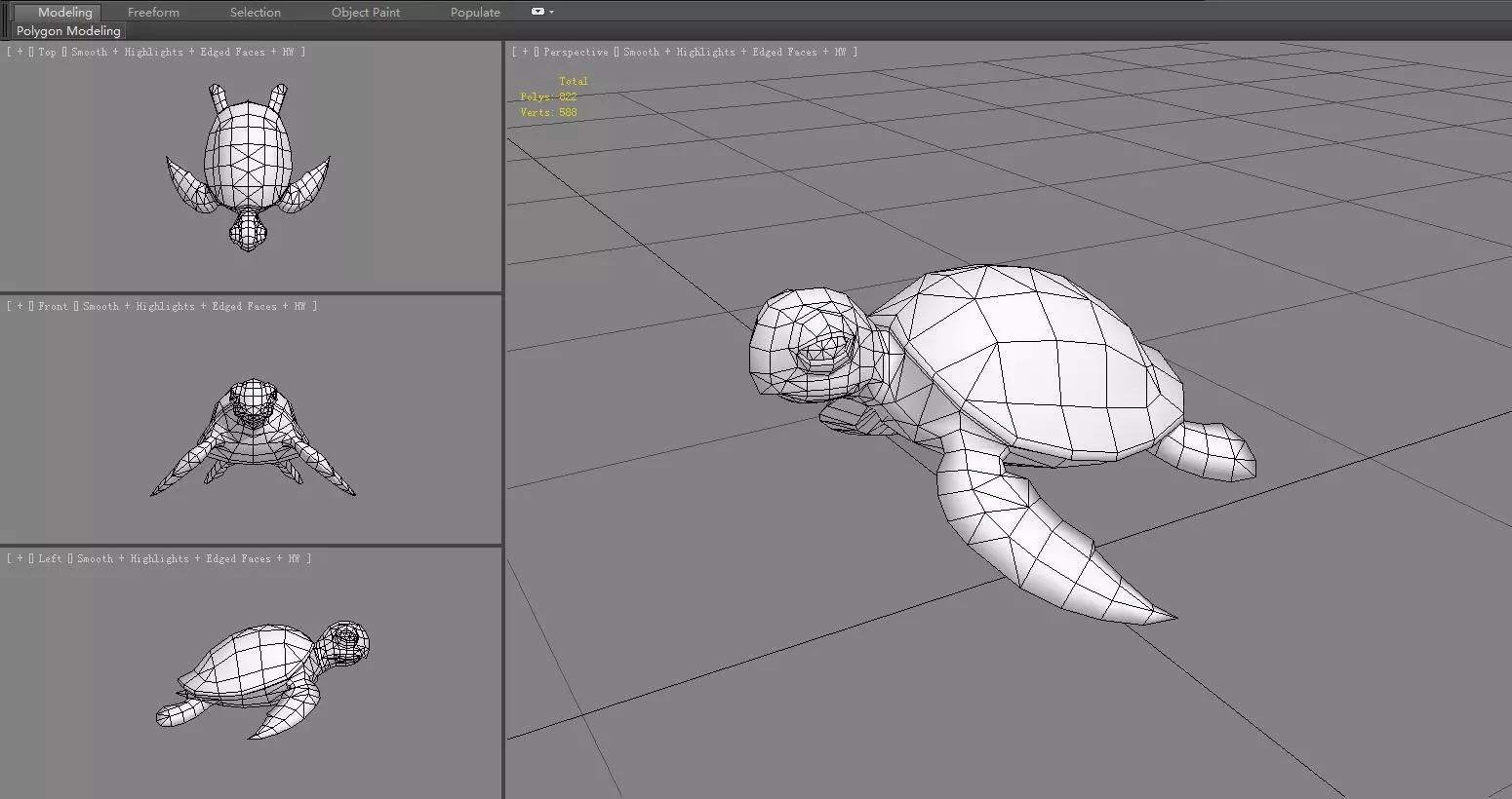 Cartoon Green Turtle Low-poly 3D model_6