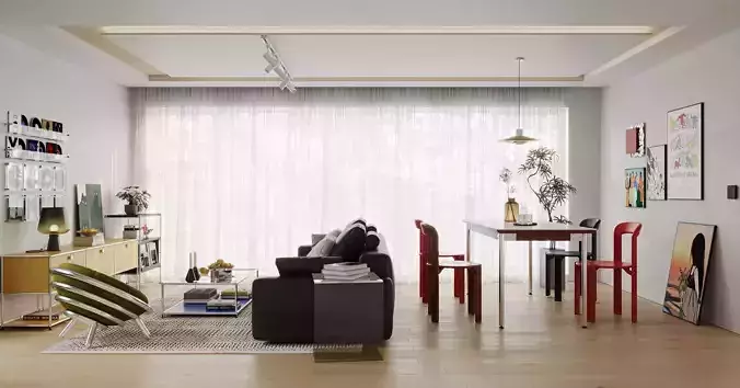 Bauhaus Memphis living and dining room interior