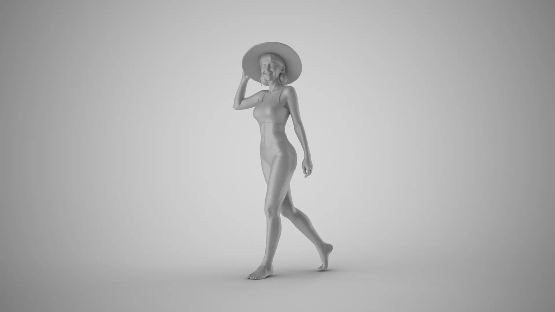 Vacationing Woman in a Hat 3D print model_7