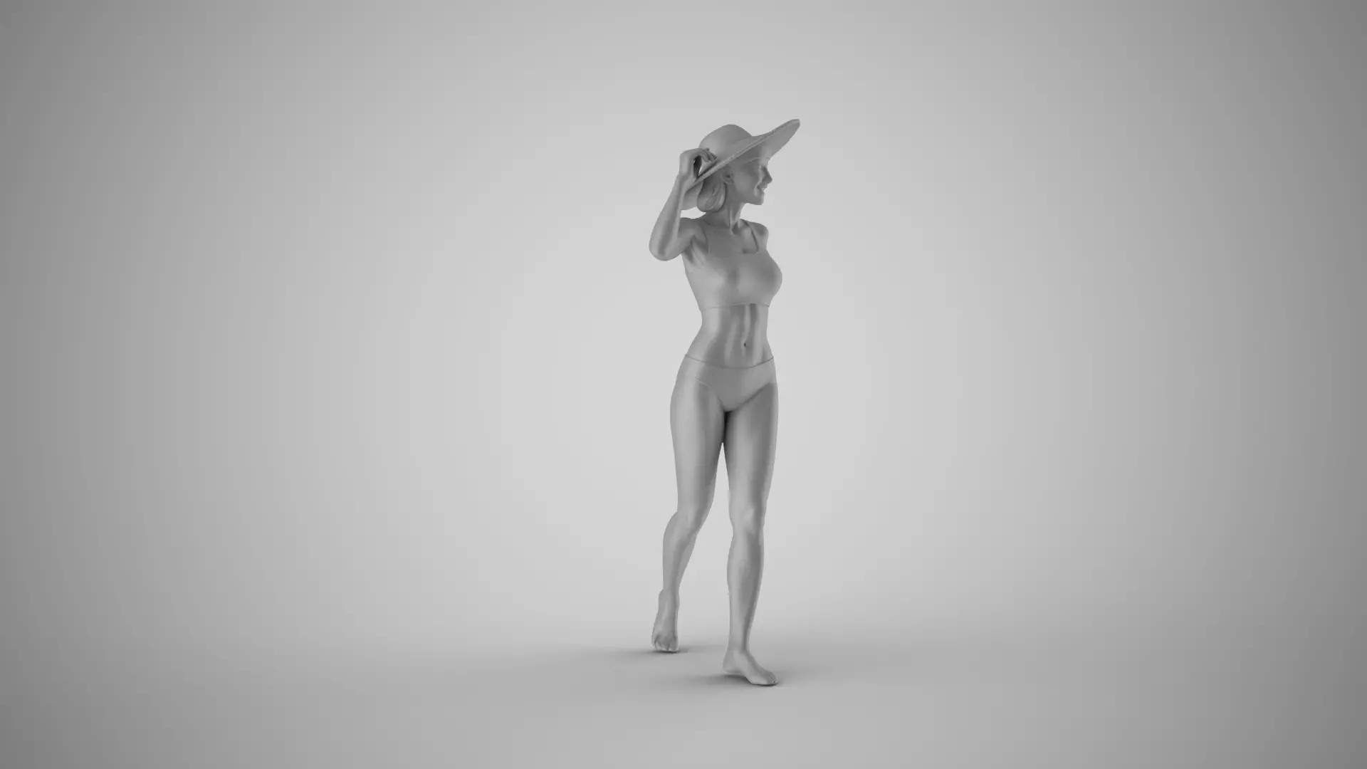 Vacationing Woman in a Hat 3D print model_1