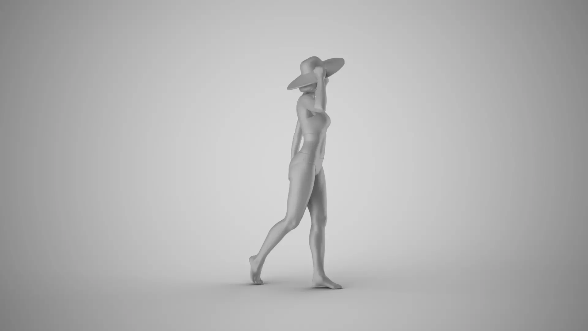Vacationing Woman in a Hat 3D print model_2