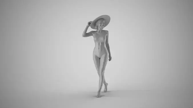 Vacationing Woman in a Hat 3D print model