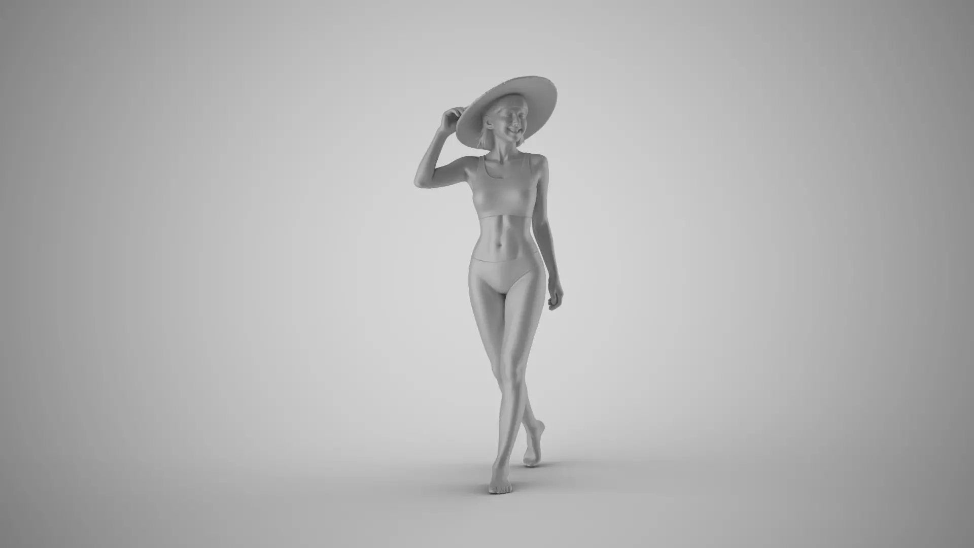 Vacationing Woman in a Hat 3D print model_0