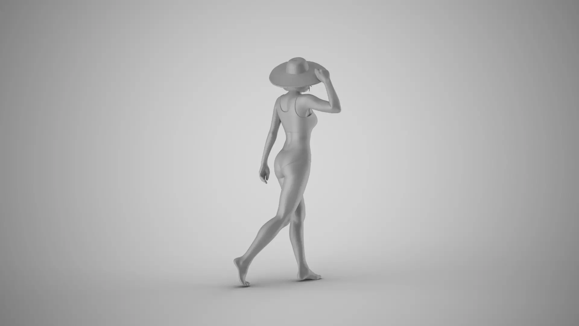 Vacationing Woman in a Hat 3D print model_3
