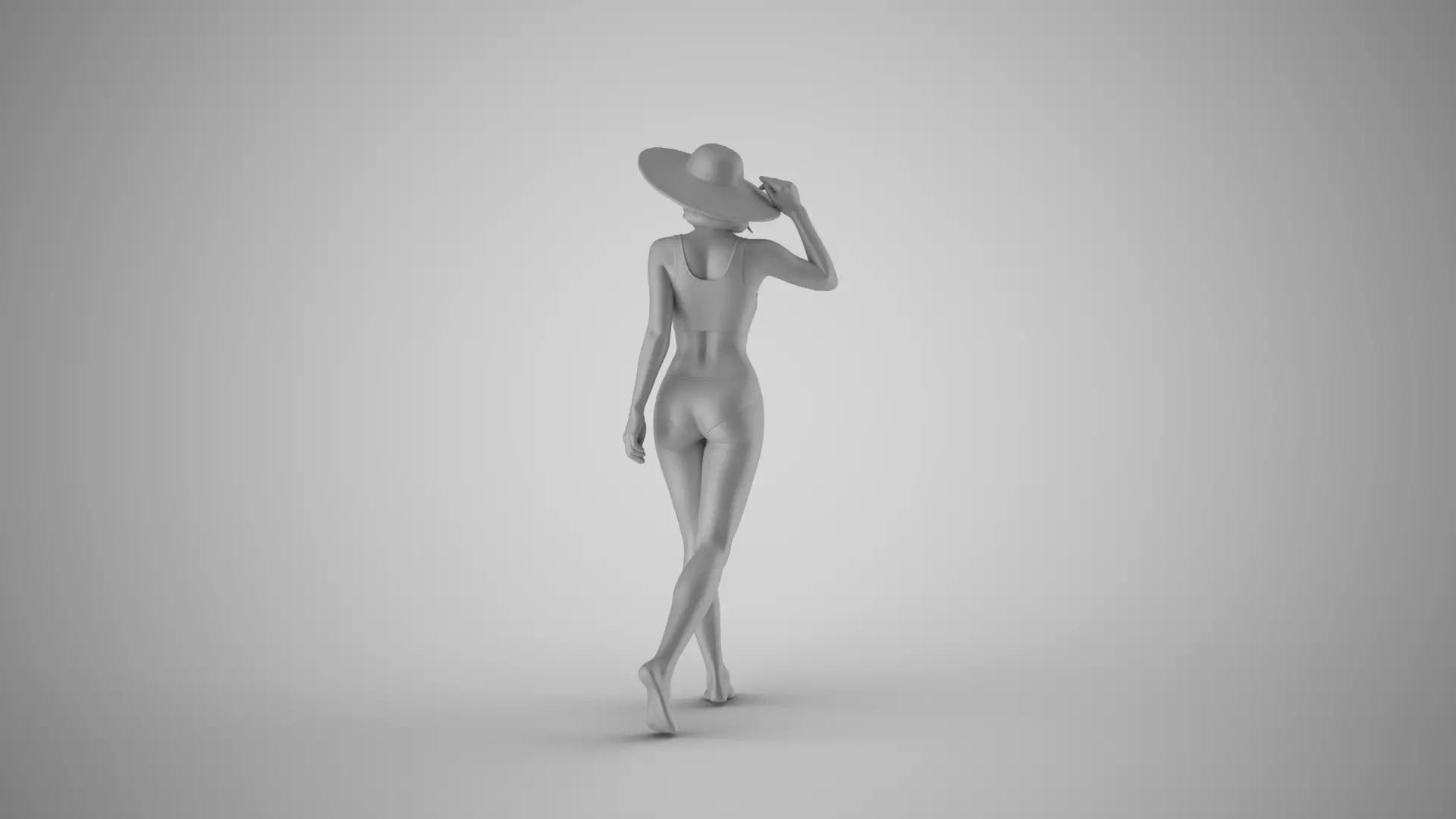 Vacationing Woman in a Hat 3D print model_4
