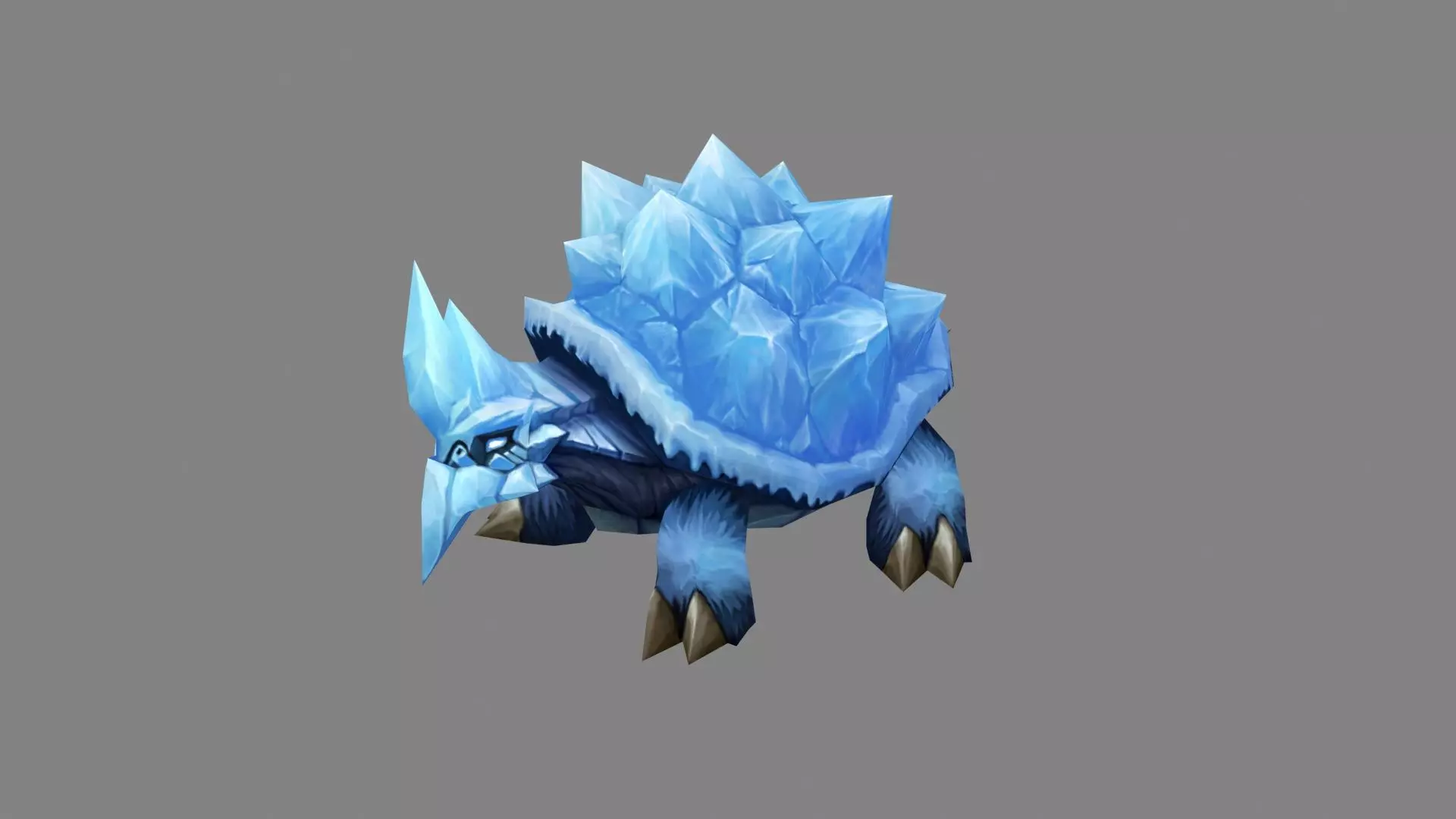 Cartoon frozen turtle monster  Low-poly 3D model_0