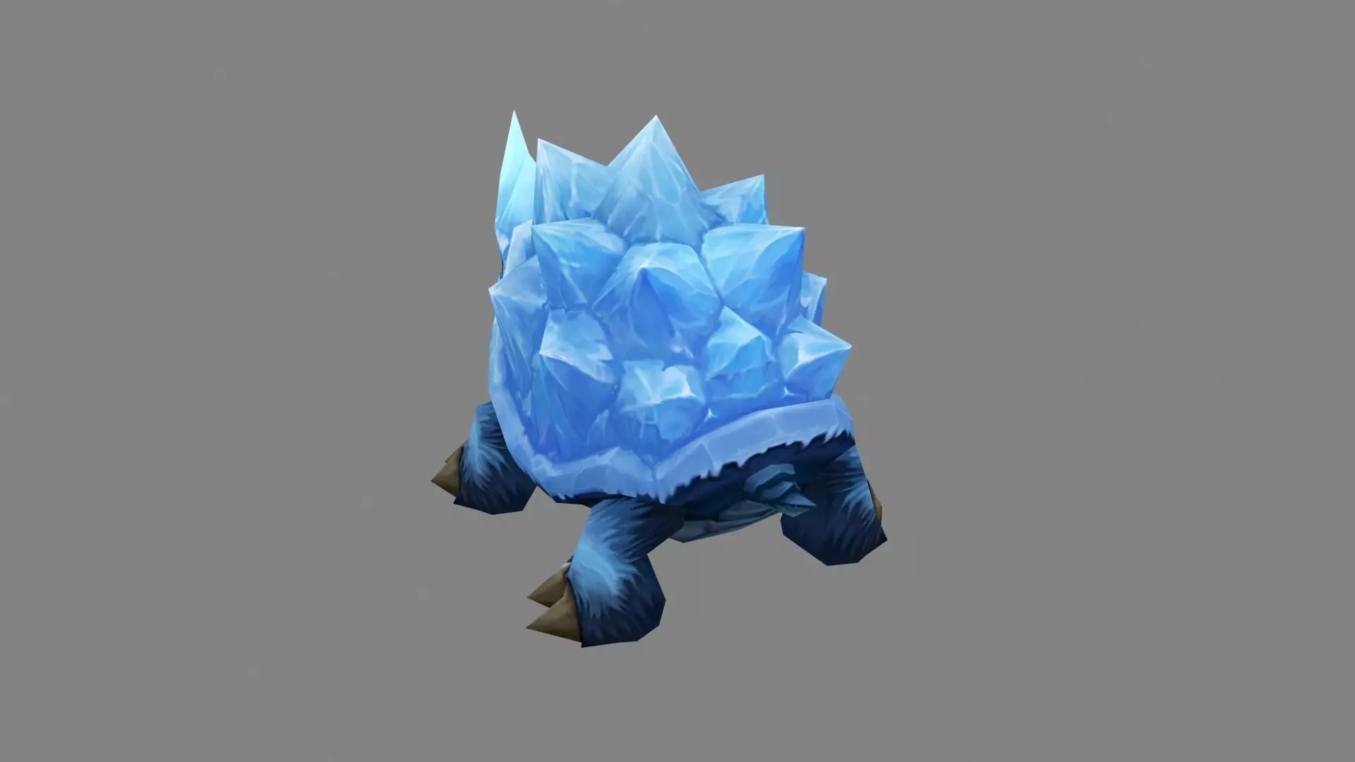 Cartoon frozen turtle monster  Low-poly 3D model_2