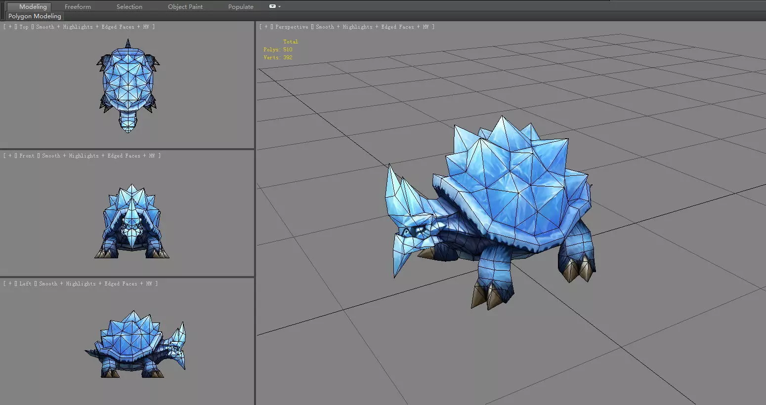 Cartoon frozen turtle monster  Low-poly 3D model_5