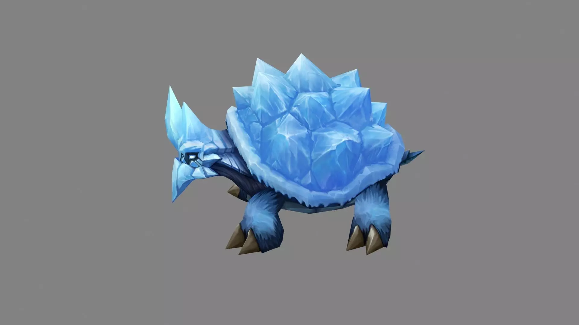 Cartoon frozen turtle monster  Low-poly 3D model_1