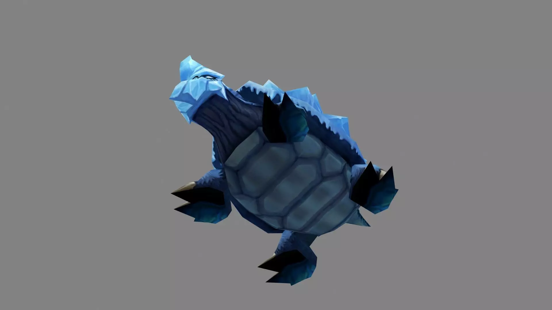 Cartoon frozen turtle monster  Low-poly 3D model_3