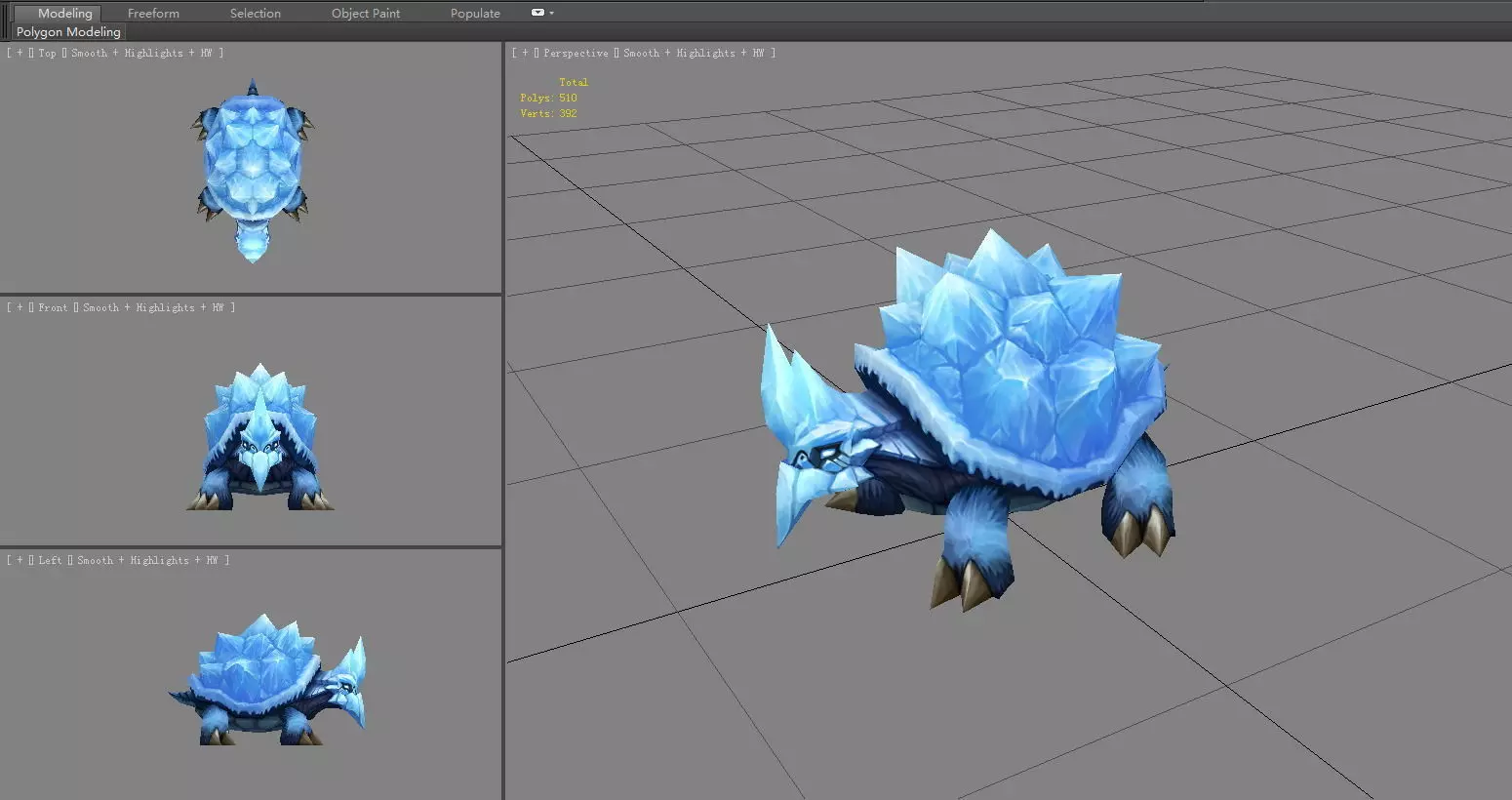 Cartoon frozen turtle monster  Low-poly 3D model_4