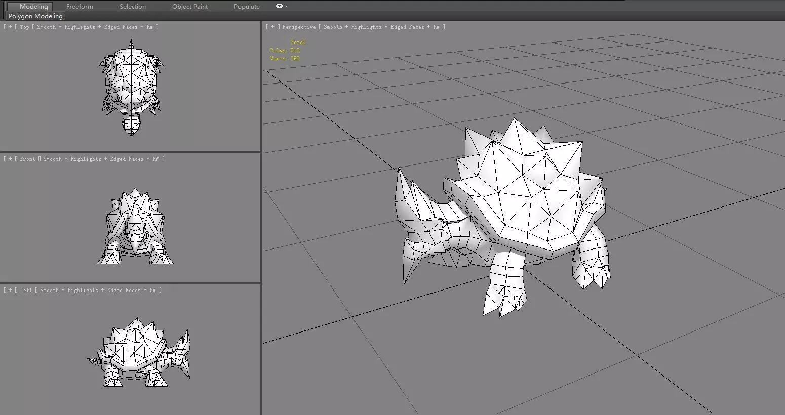 Cartoon frozen turtle monster  Low-poly 3D model_6