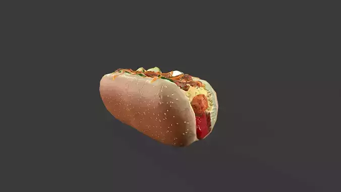 Hot Dog Low-poly 3D model 6