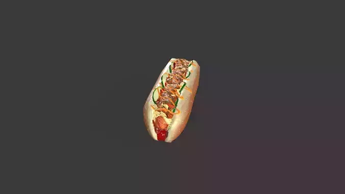 Hot Dog Low-poly 3D model 5