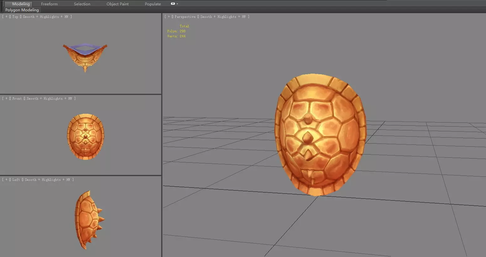 Cartoon Turtle Shell Shield Low-poly 3D model_3