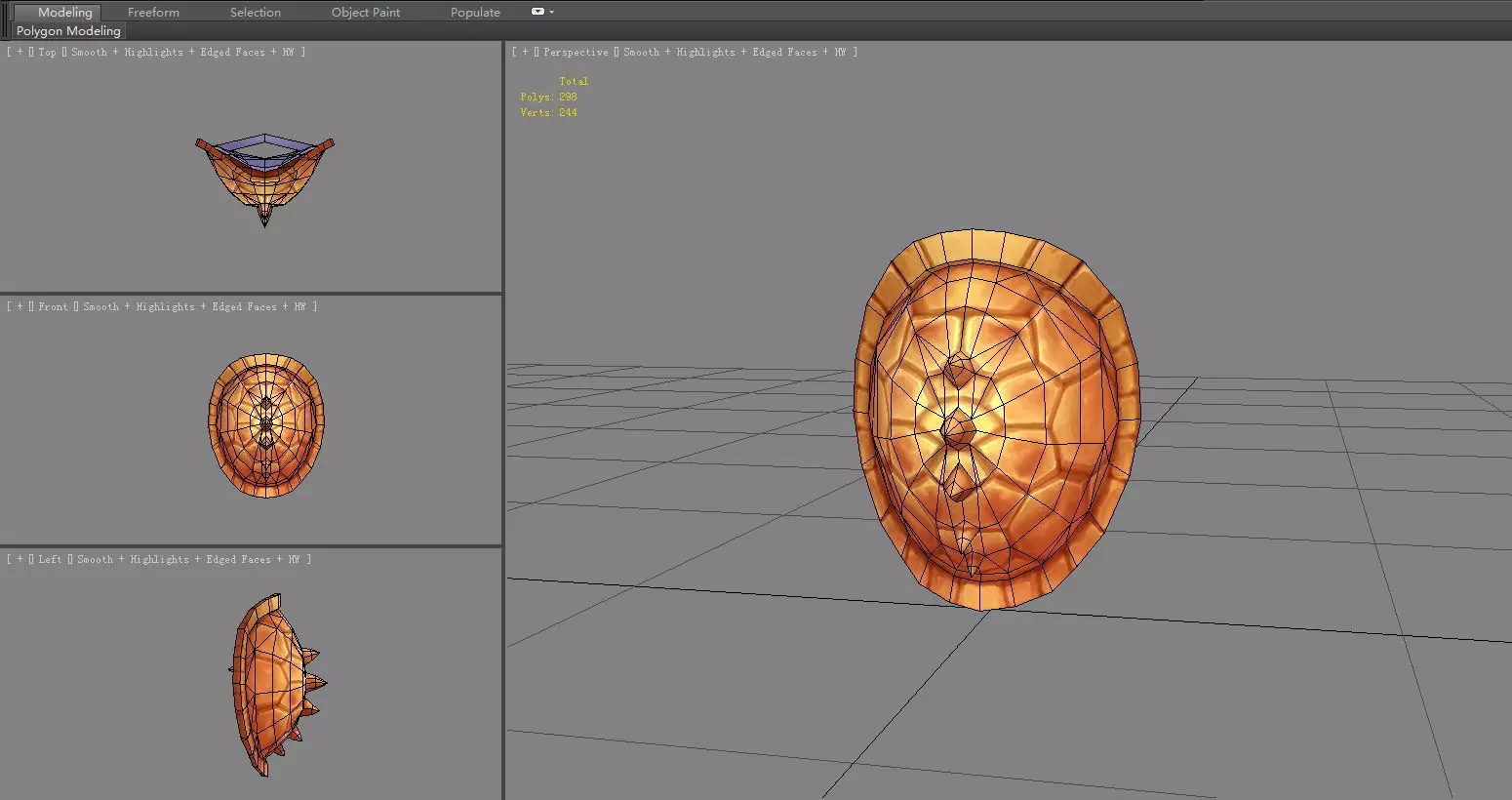 Cartoon Turtle Shell Shield Low-poly 3D model_4