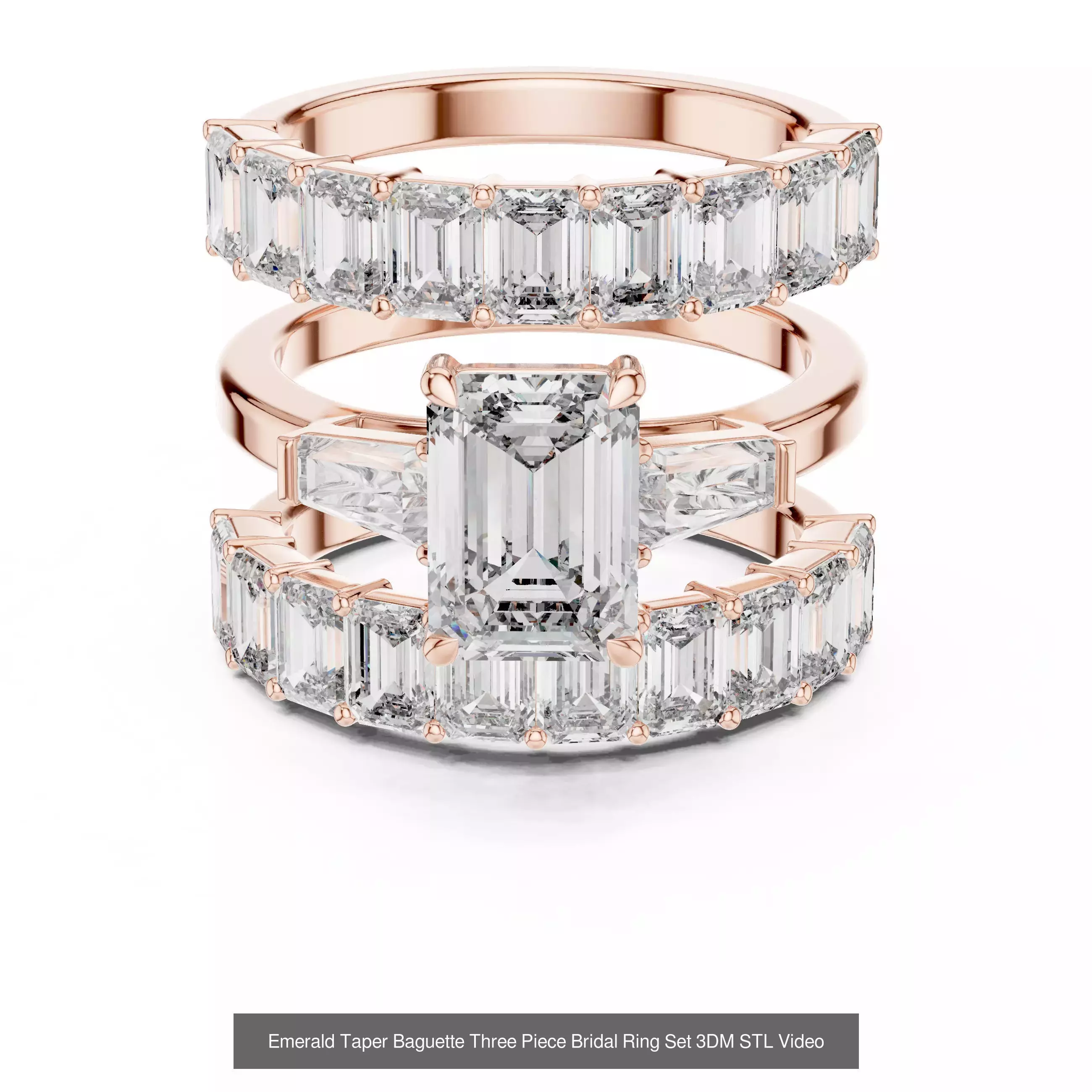 11 Three Piece Ring Set 3DM STL OBJ FBX 3 Color Render Video 3D Model Collection_2