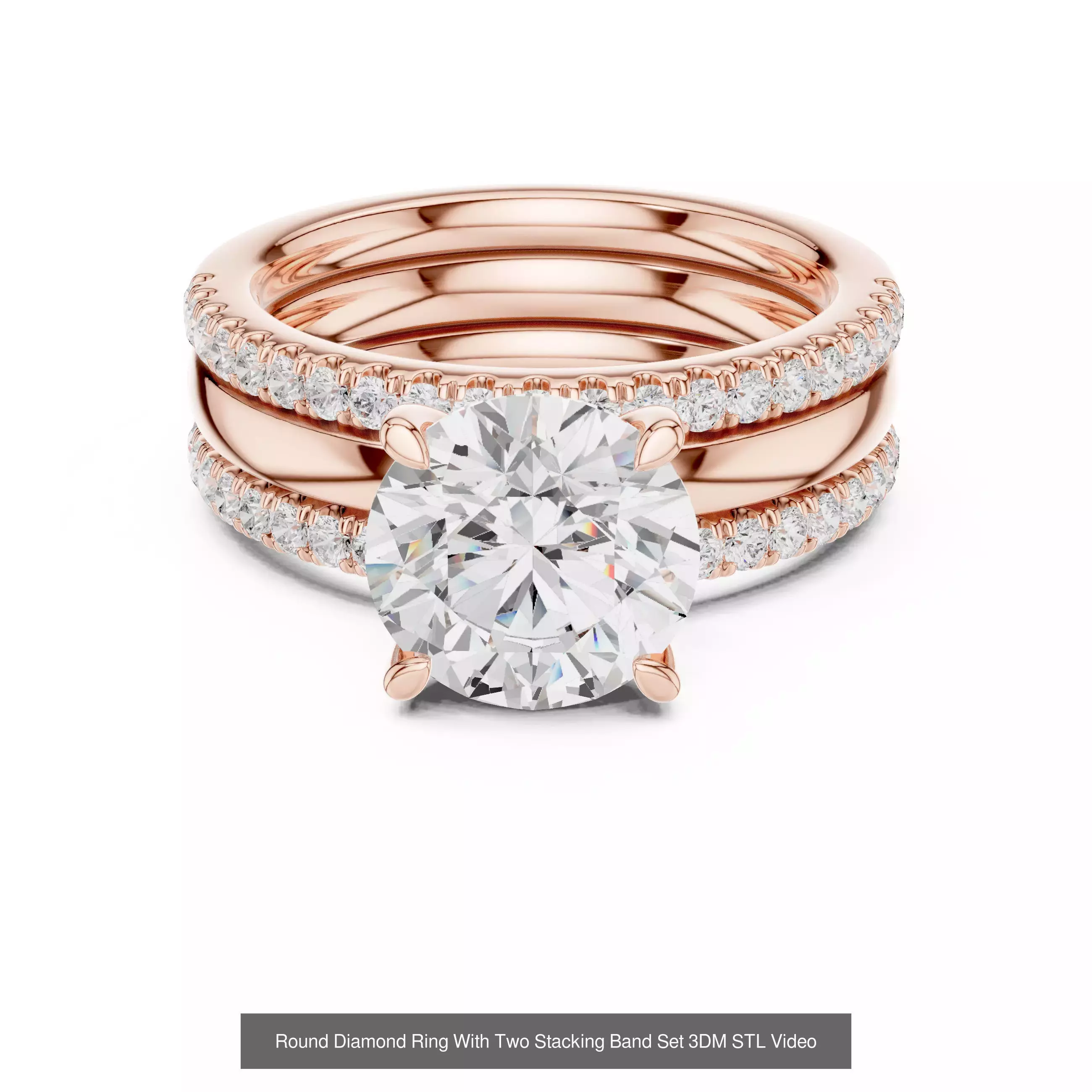 11 Three Piece Ring Set 3DM STL OBJ FBX 3 Color Render Video 3D Model Collection_6