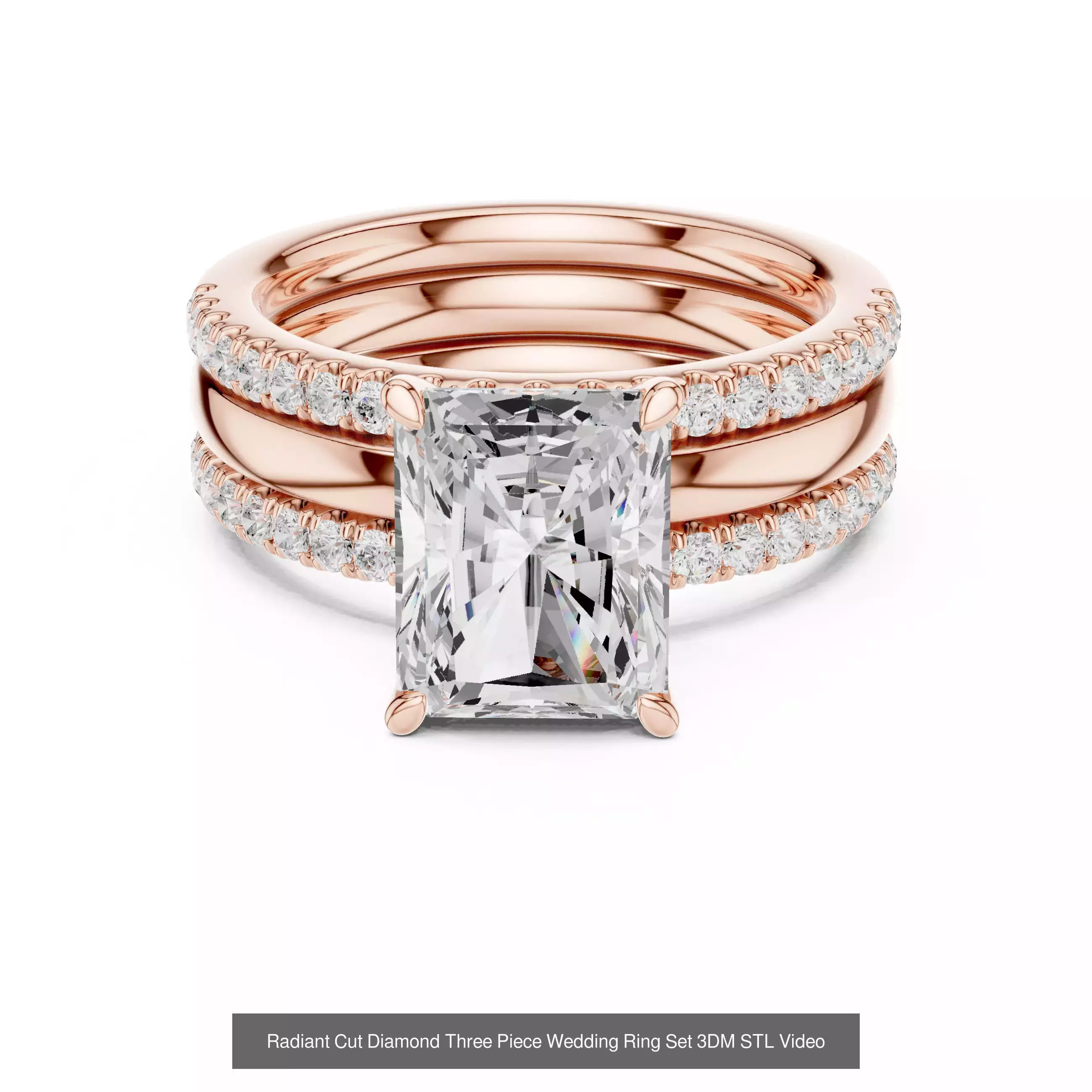 11 Three Piece Ring Set 3DM STL OBJ FBX 3 Color Render Video 3D Model Collection_7