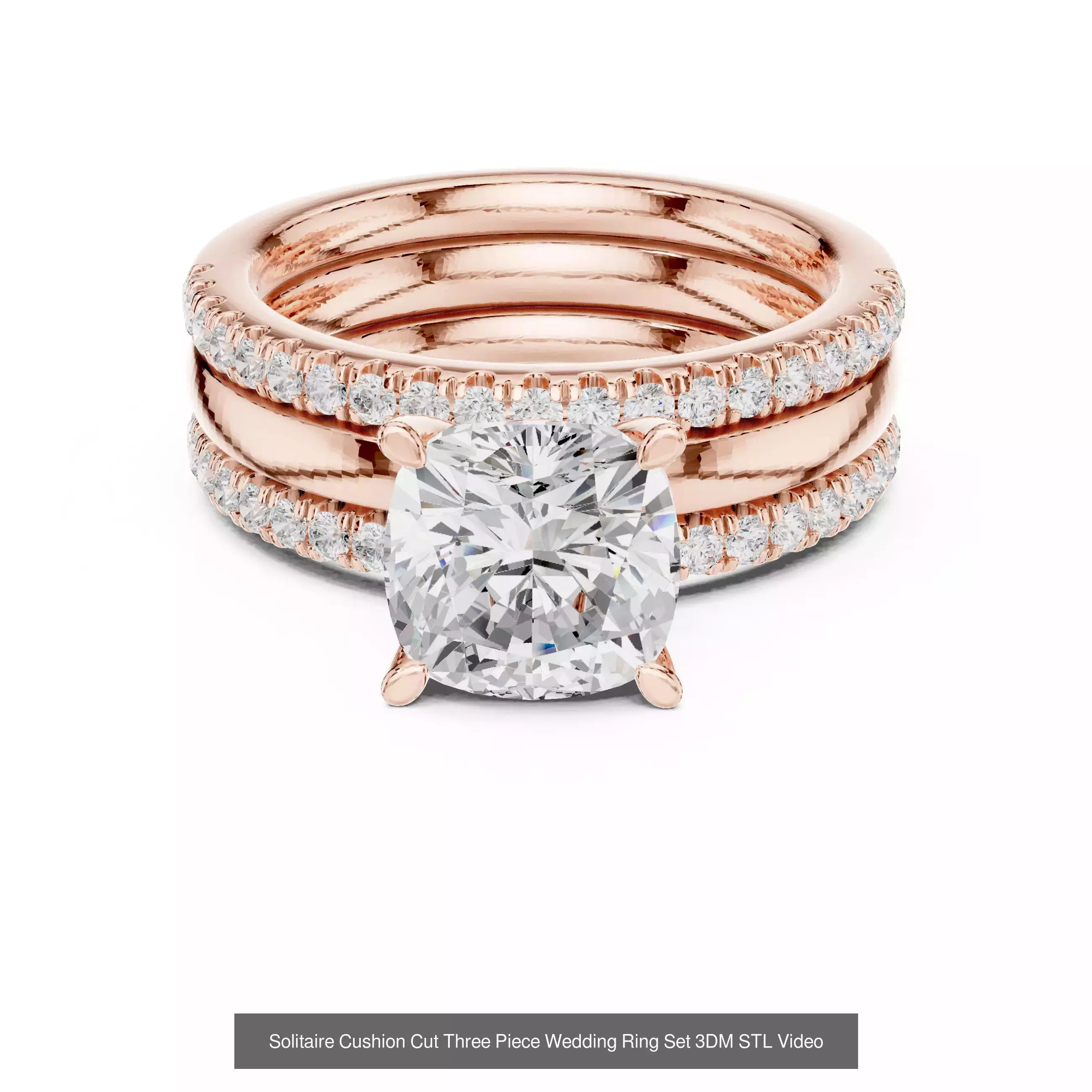 11 Three Piece Ring Set 3DM STL OBJ FBX 3 Color Render Video 3D Model Collection_3