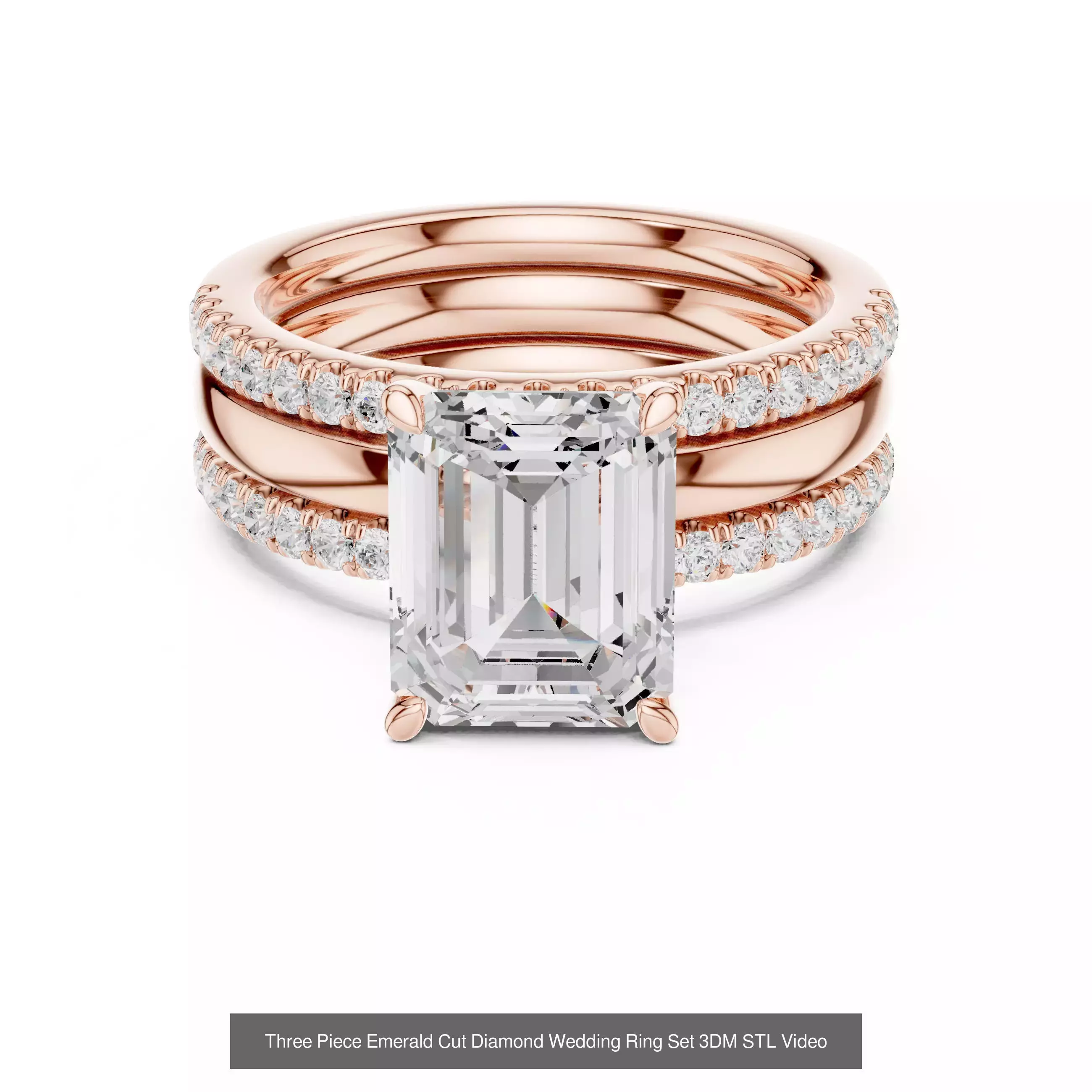 11 Three Piece Ring Set 3DM STL OBJ FBX 3 Color Render Video 3D Model Collection_4