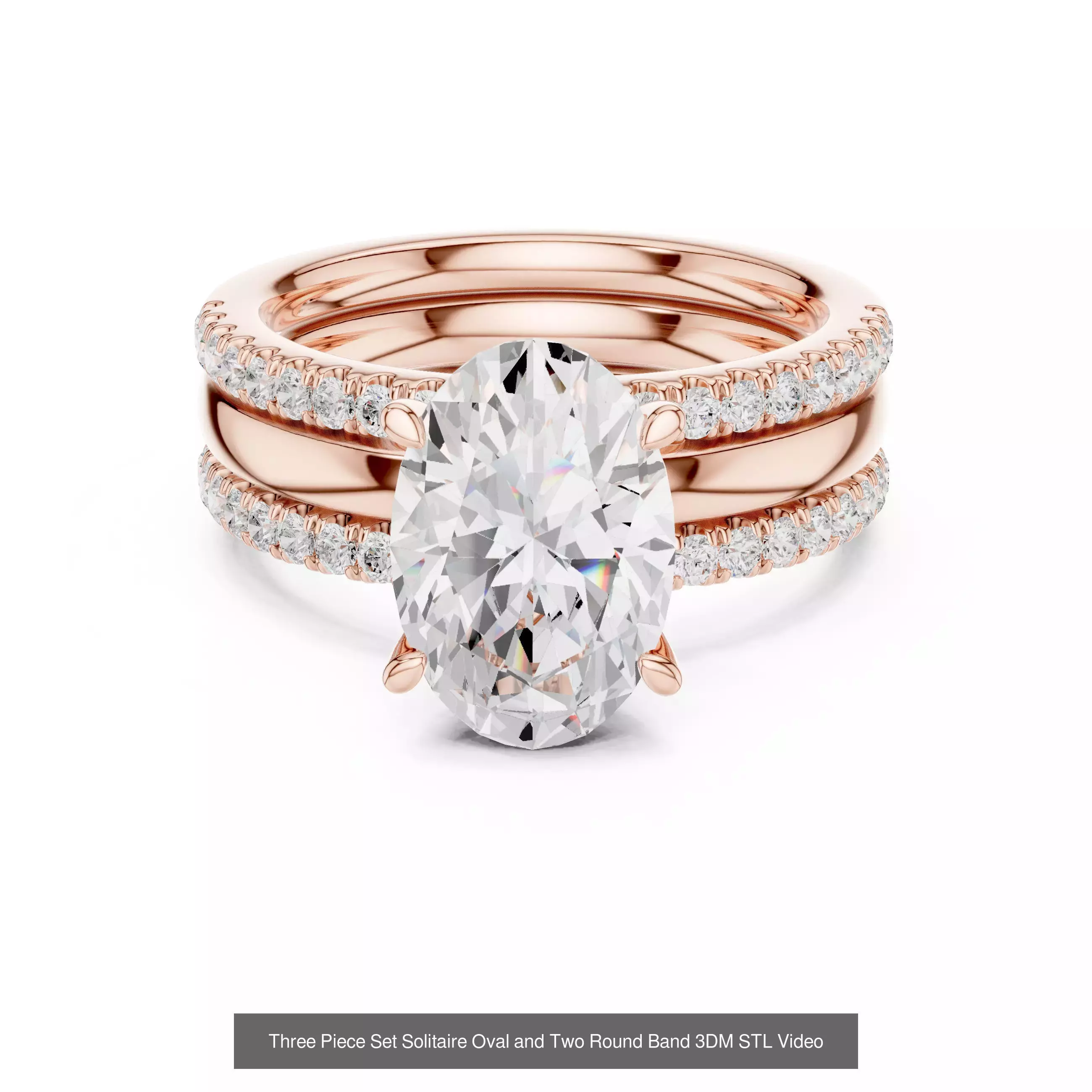 11 Three Piece Ring Set 3DM STL OBJ FBX 3 Color Render Video 3D Model Collection_5