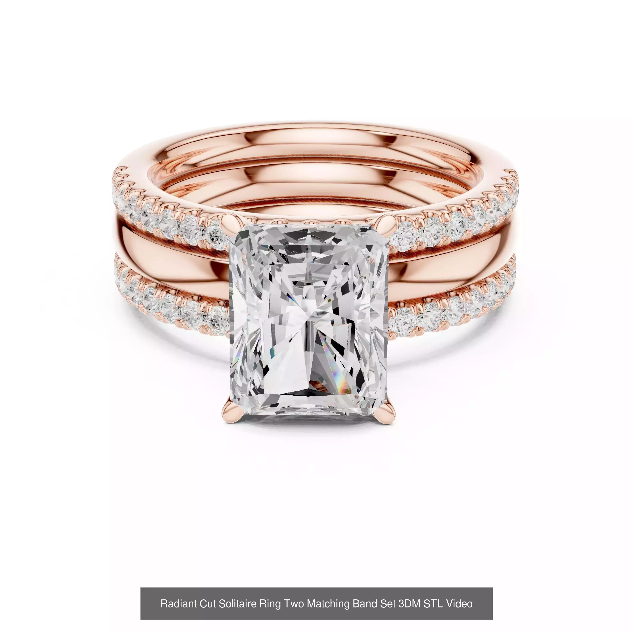 11 Three Piece Ring Set 3DM STL OBJ FBX 3 Color Render Video 3D Model Collection_10