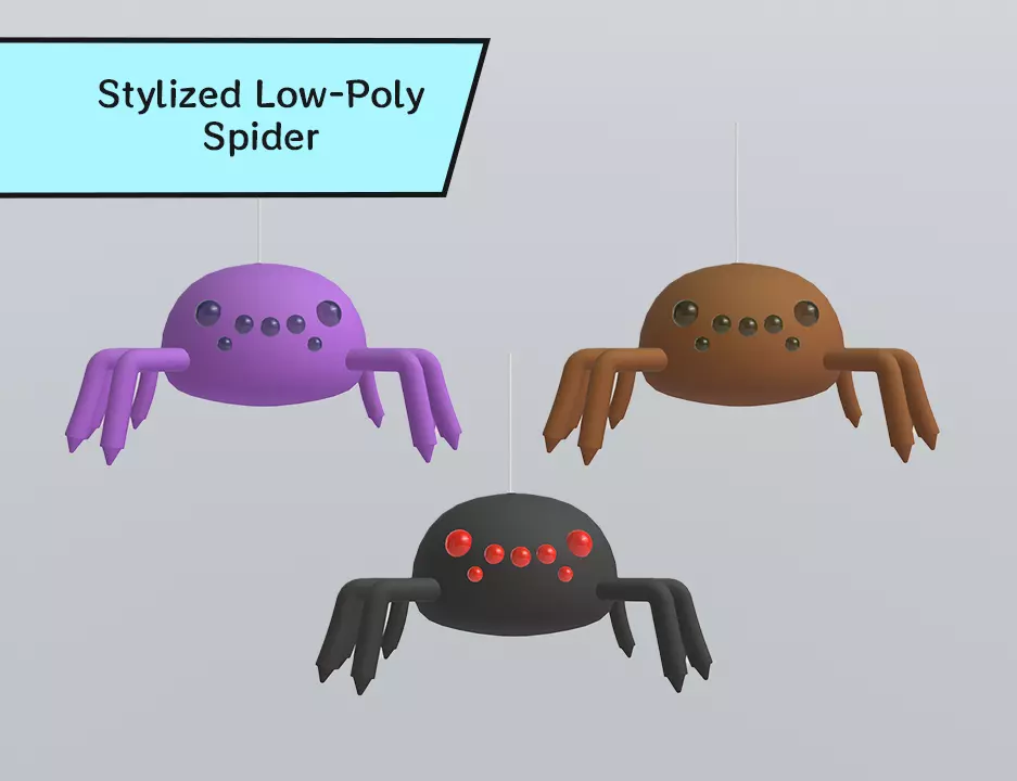 Stylized Low-Poly Spider Low-poly 3D model_0