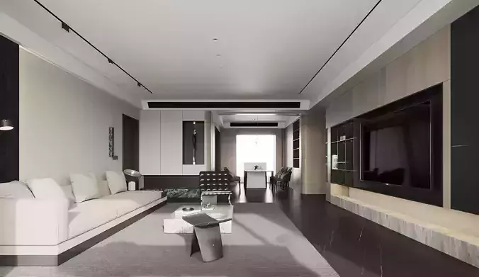 modern living and dining room interior 