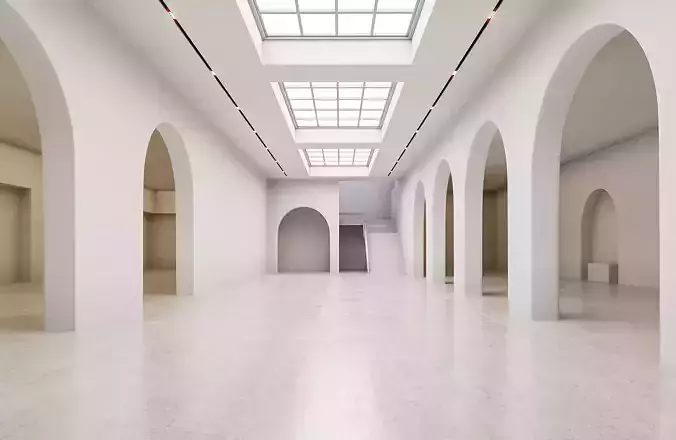 low poly interior space hall 18