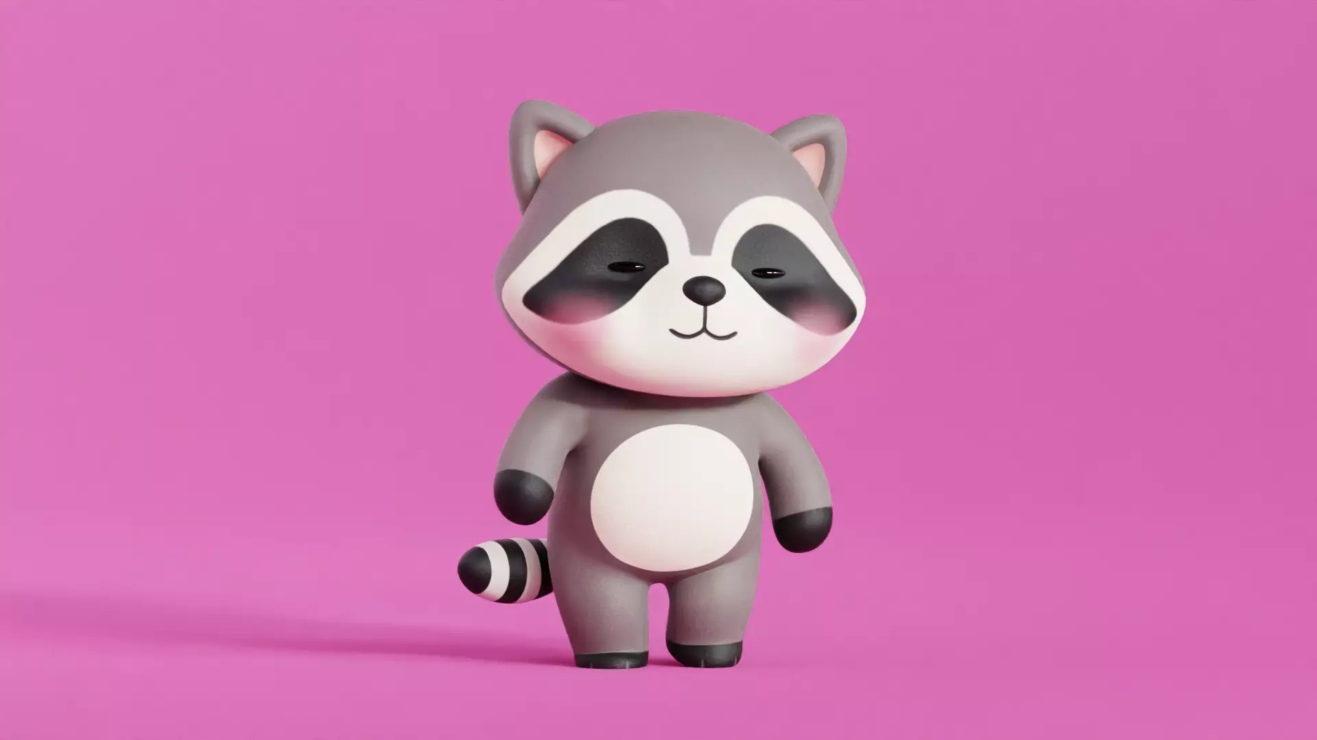 Cartoon Raccoon Chibi Kawaii Character Rigged Animated Low-poly 3D model_4