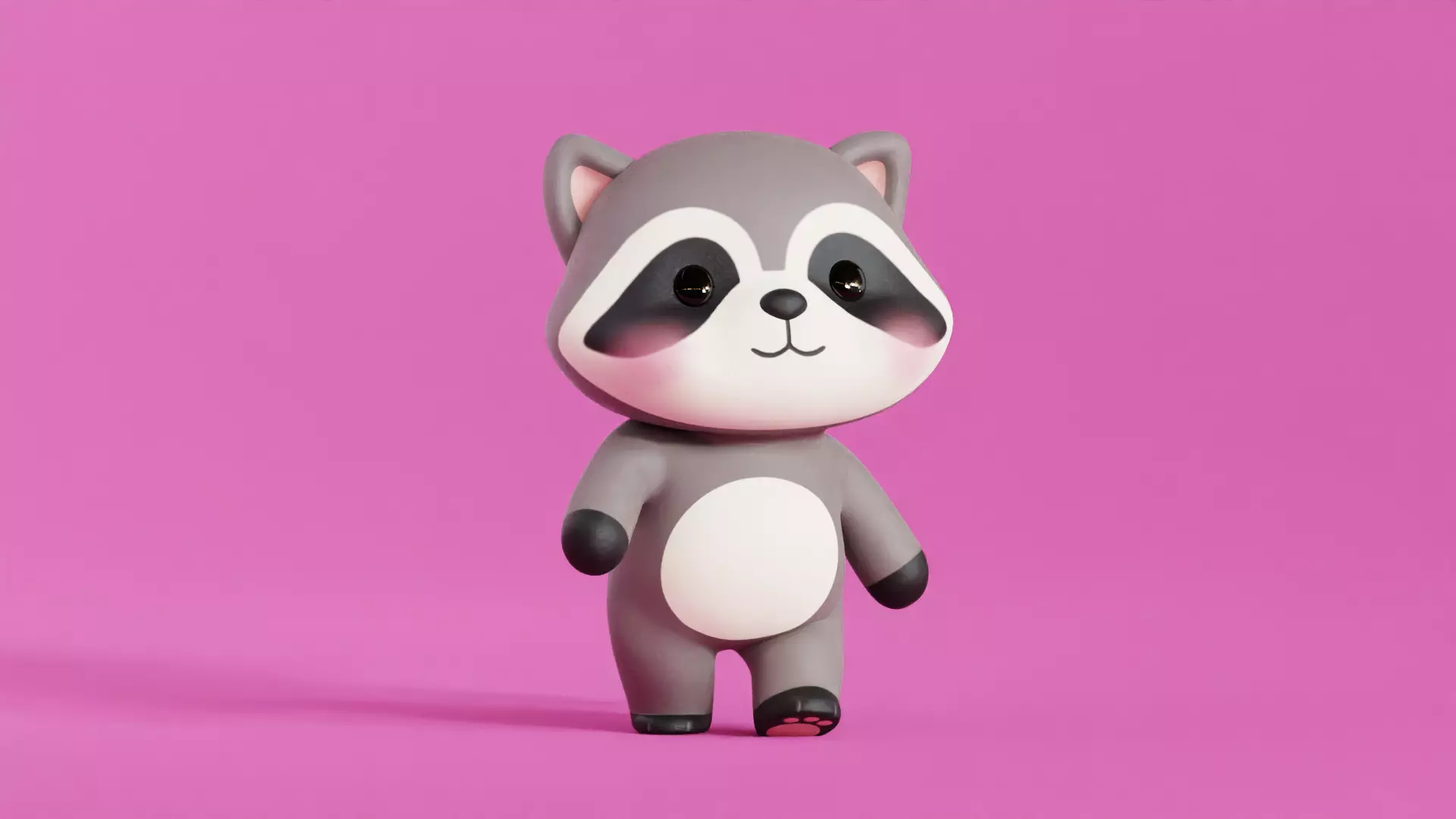 Cartoon Raccoon Chibi Kawaii Character Rigged Animated Low-poly 3D model_5
