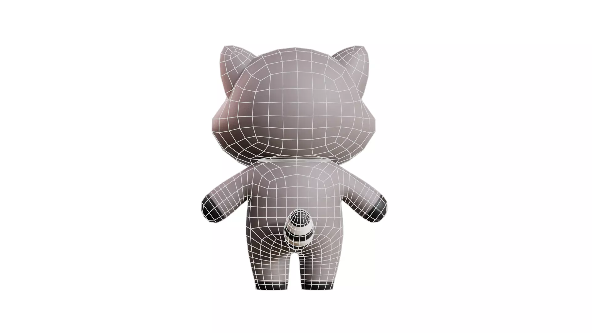 Cartoon Raccoon Chibi Kawaii Character Rigged Animated Low-poly 3D model_12