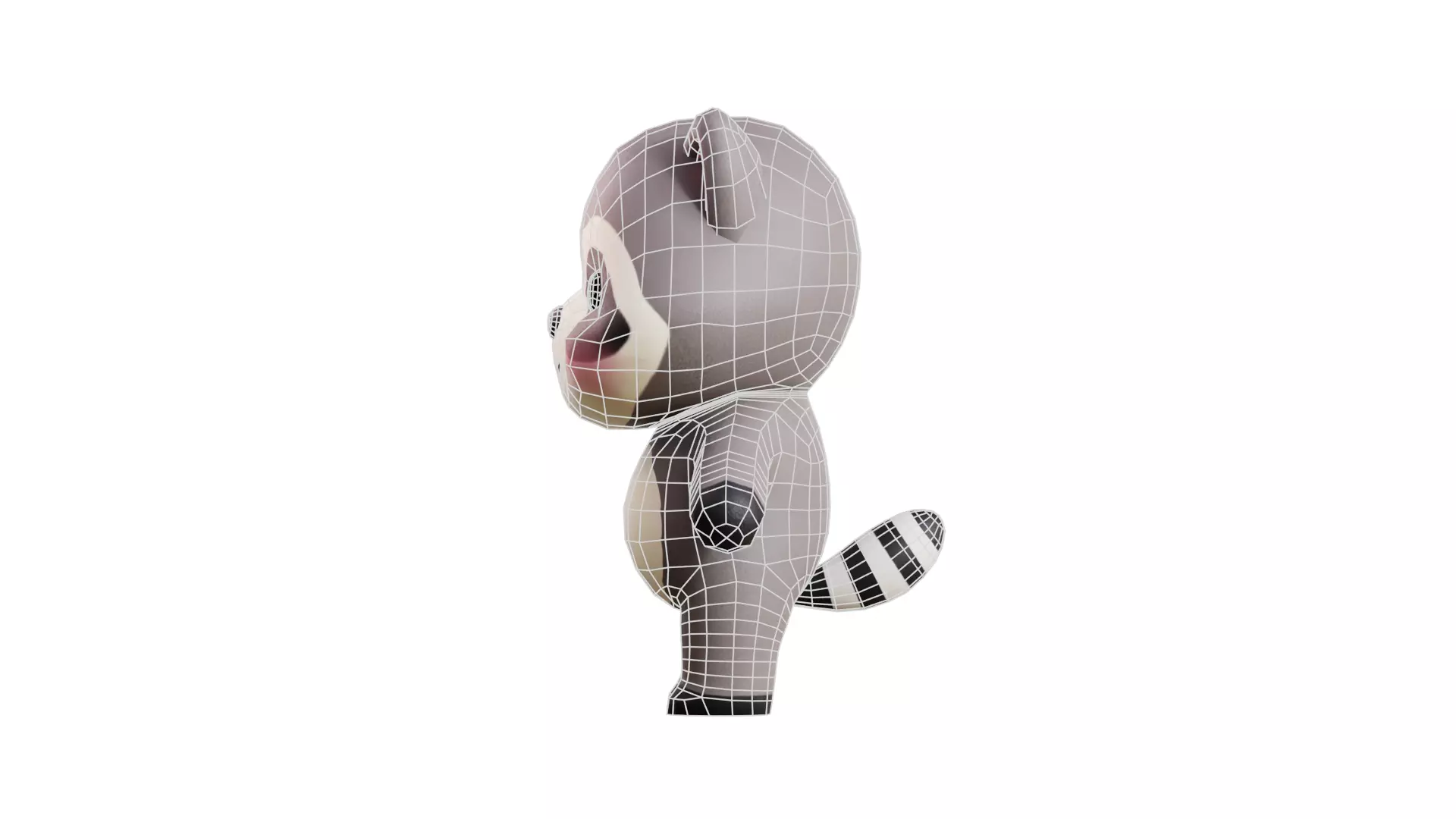 Cartoon Raccoon Chibi Kawaii Character Rigged Animated Low-poly 3D model_11