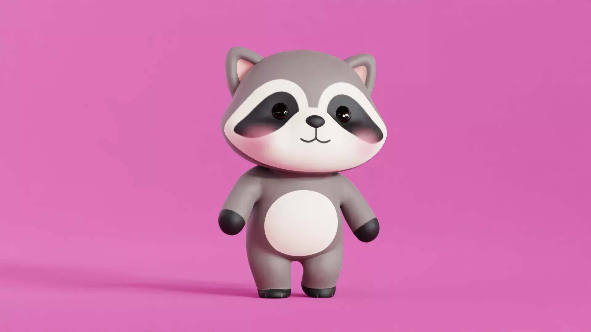 Cartoon Raccoon Chibi Kawaii Character Rigged Animated Low-poly 3D model_3