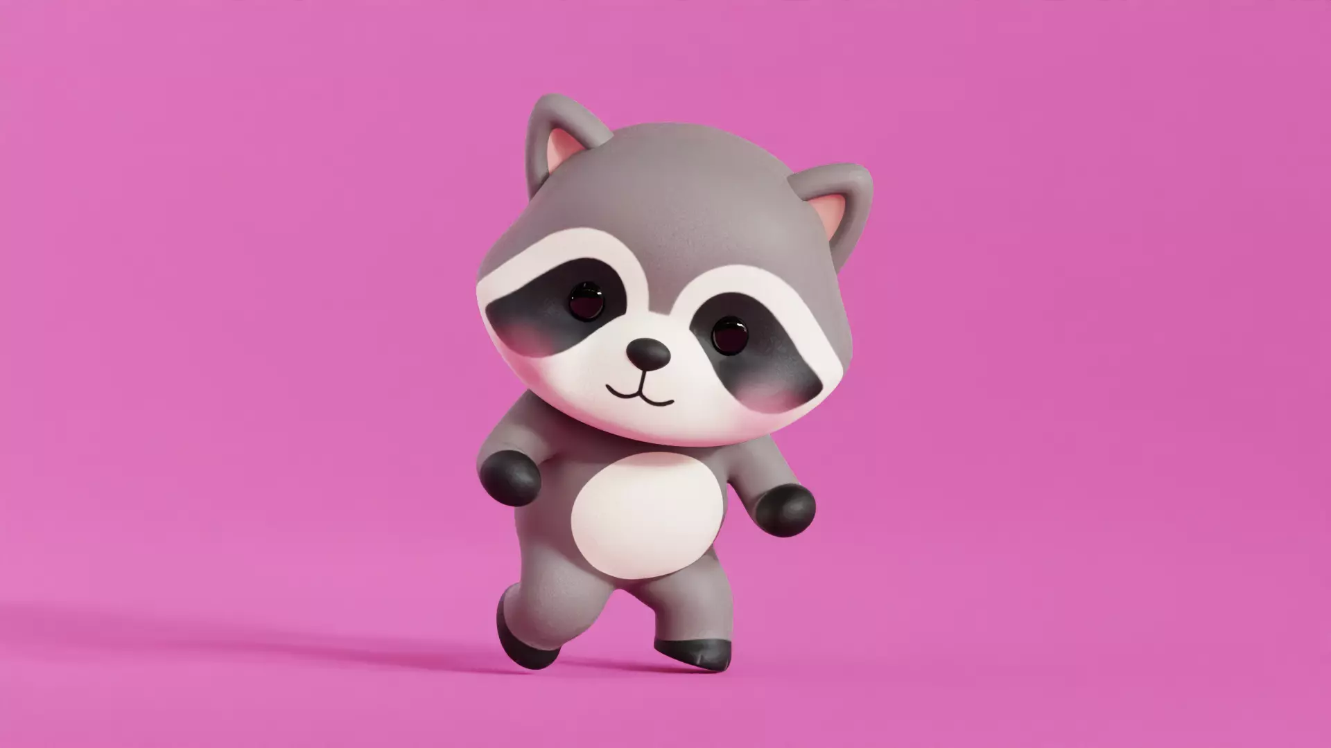 Cartoon Raccoon Chibi Kawaii Character Rigged Animated Low-poly 3D model_8