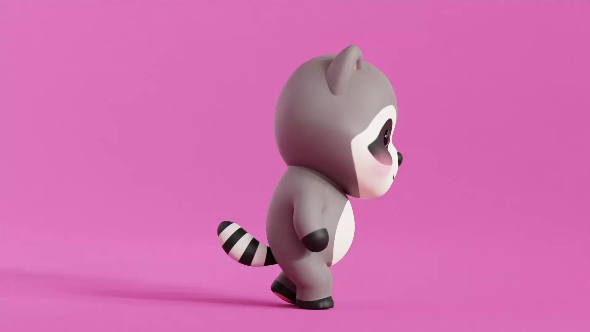 Cartoon Raccoon Chibi Kawaii Character Rigged Animated Low-poly 3D model_2