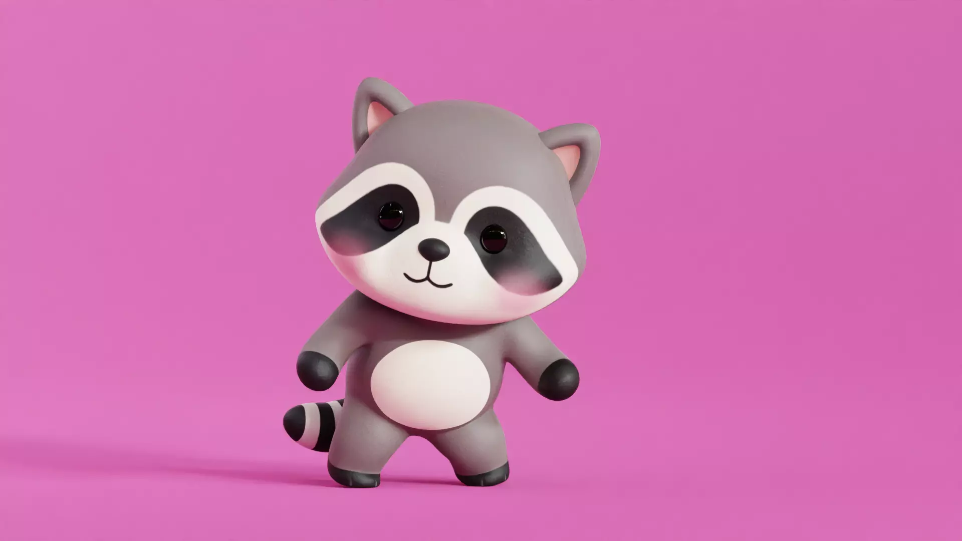 Cartoon Raccoon Chibi Kawaii Character Rigged Animated Low-poly 3D model_9