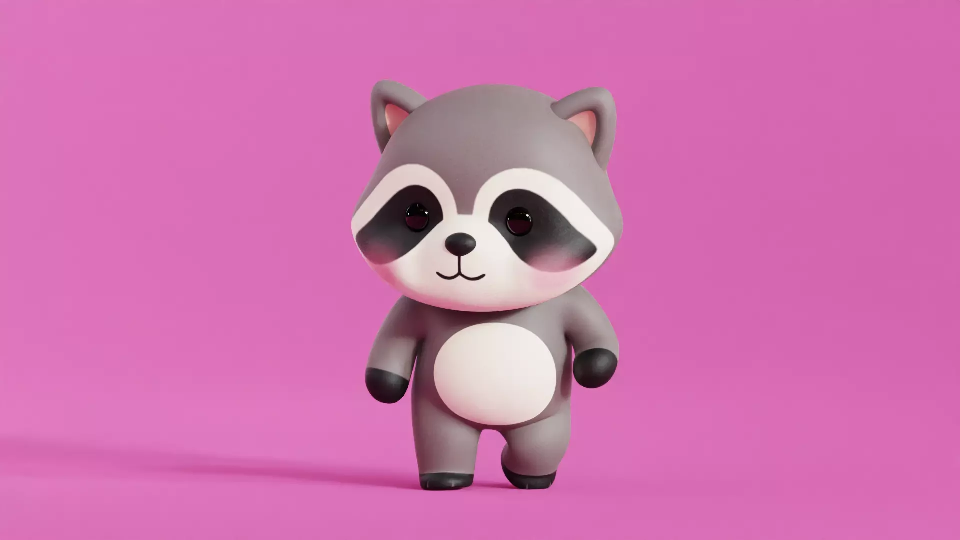 Cartoon Raccoon Chibi Kawaii Character Rigged Animated Low-poly 3D model_6