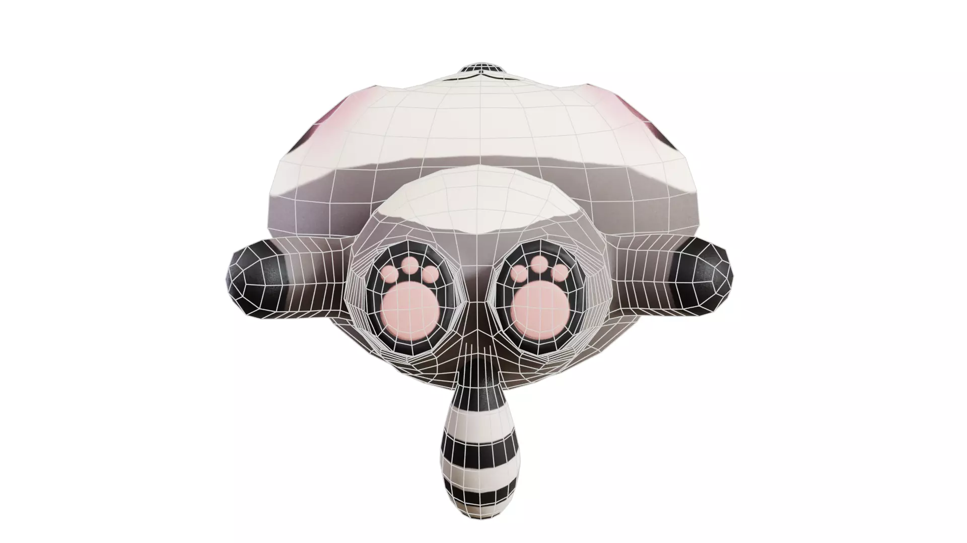 Cartoon Raccoon Chibi Kawaii Character Rigged Animated Low-poly 3D model_13